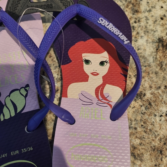 Havaianas Disney Princess Ariel Little Mermaid Thong Flip-Flops Sandal Girls 3/4 - Picture 5 of 7